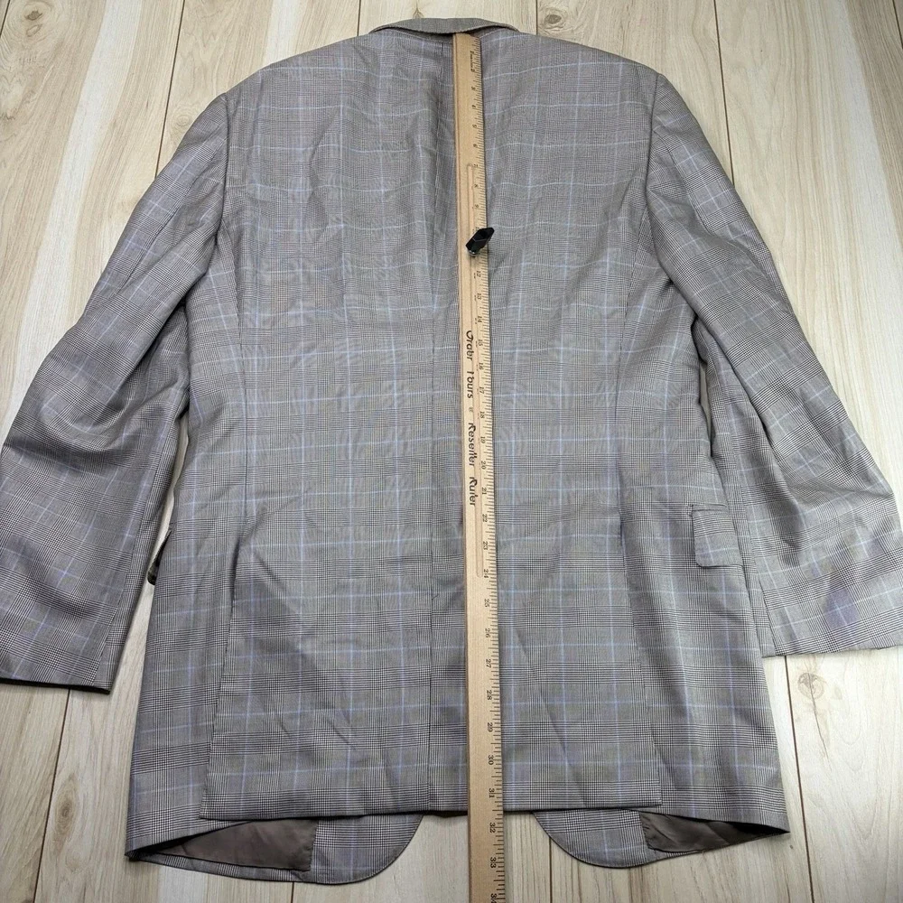 Ermenegildo Zegna 15 MILMIL 15 SILK  Wool Windowpane Plaid Blazer Mens 42L